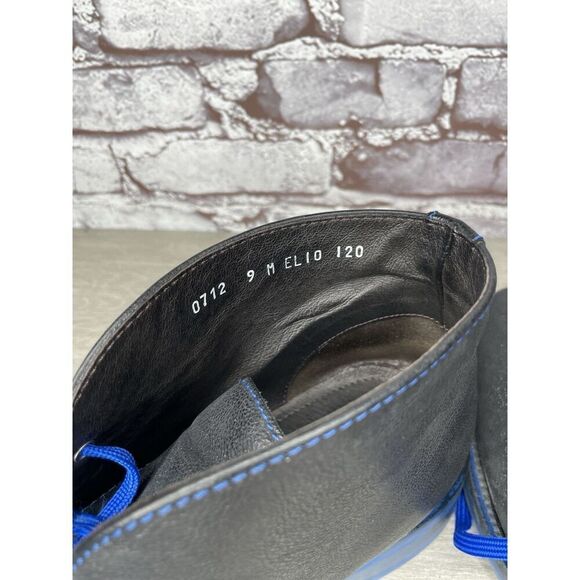 Donald J Pliner ELIO Black Leather Blue Pebble Lace Chukka Ankle Boots Men 9M/42 - Picture 4 of 16